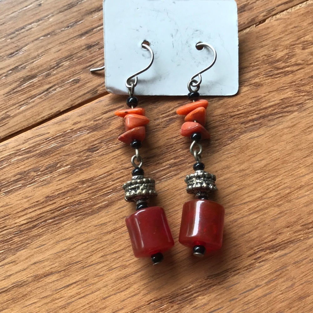 Prayer wheel dangle earrings